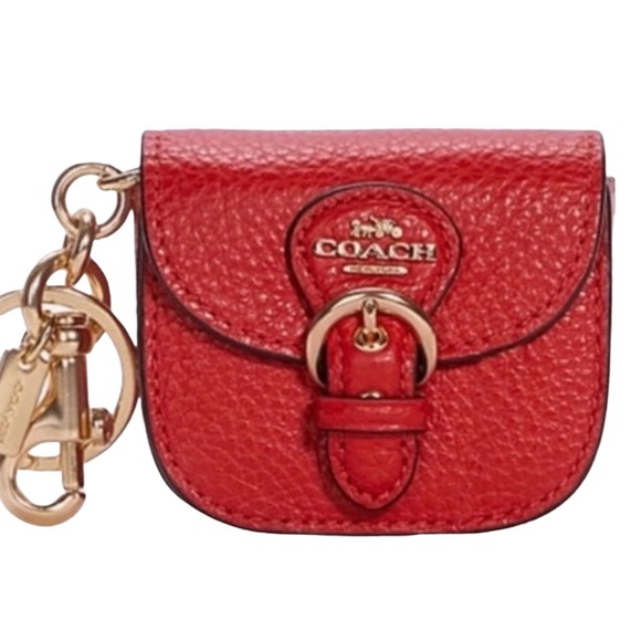 Coach Leather Mini Buckle Saddle Bag Poppy Bag Charm - Picture 2 of 10